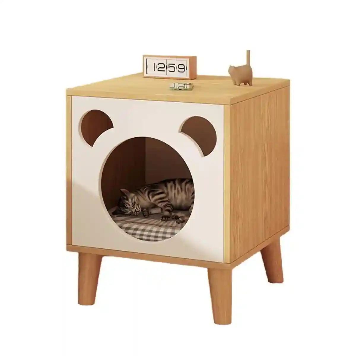 Multifunctional Cat Bedside Table Cozy Cat House and Nightstand - Image 3