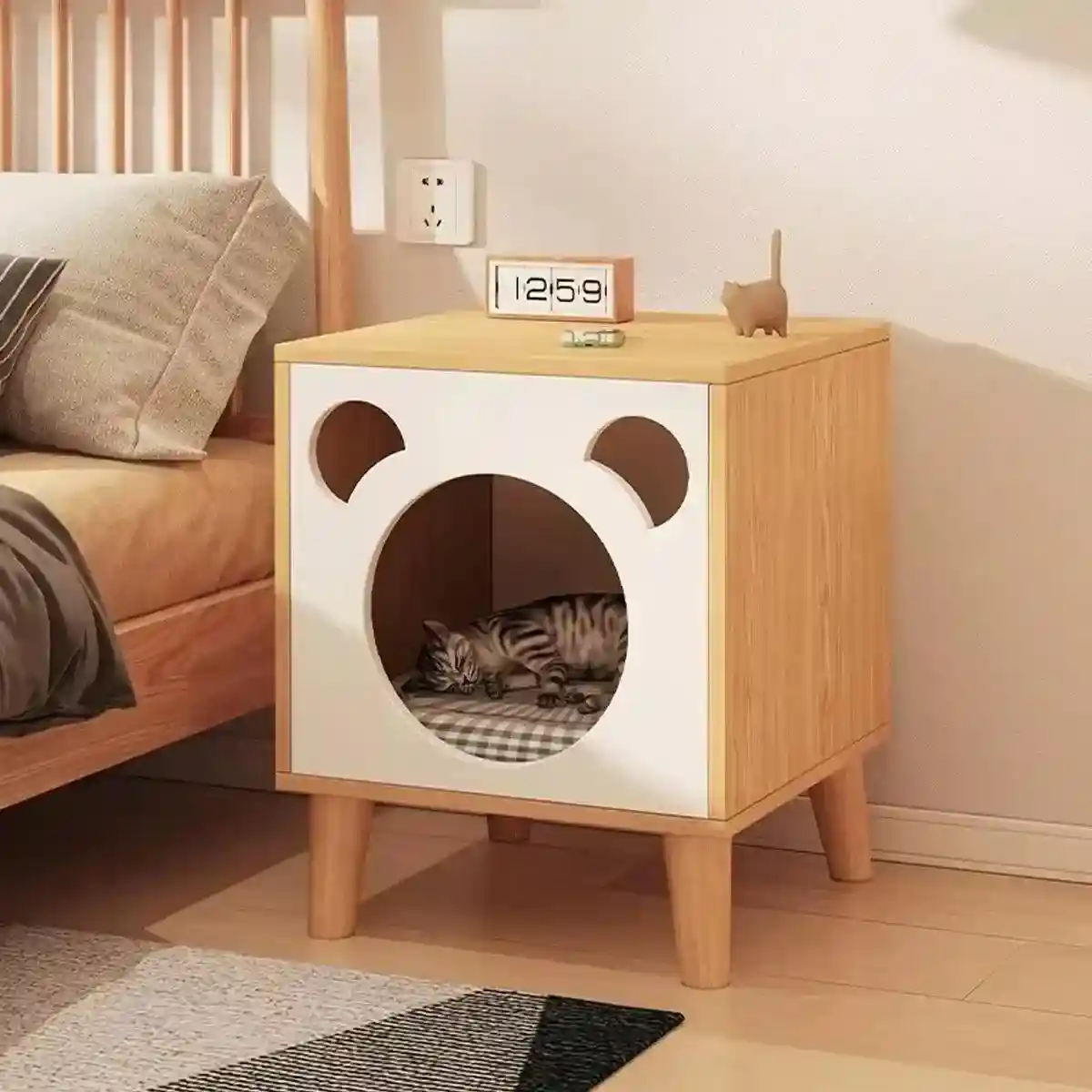 Multifunctional Cat Bedside Table Cozy Cat House and Nightstand - Image 7