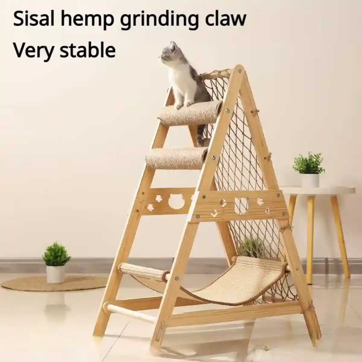 Multifunctional Cat Climbing Frame Hammock Scratching Post & Play Ball - Image 6