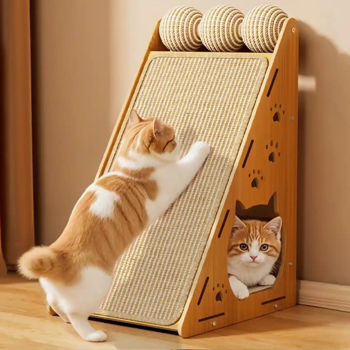 Multifunctional Sisal Cat Scratching Post with Playhouse Design - Image 3
