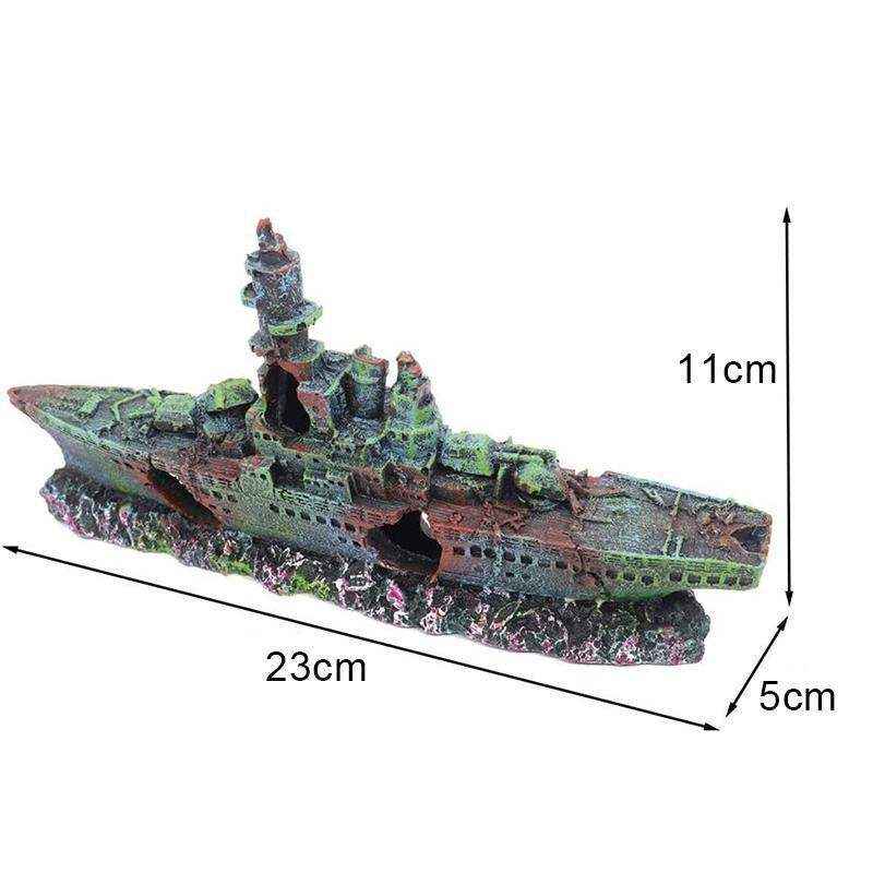 Fish Tank Resin Sunken Ship Decoration 23*5*11cm - Image 8