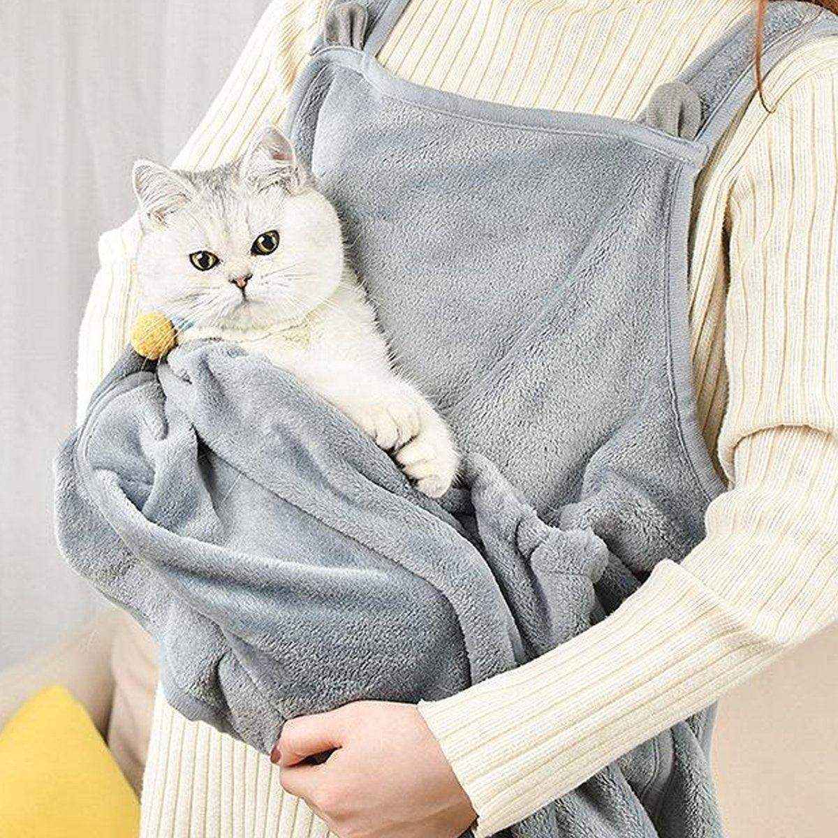 Non-stick Hair Cat Apron Suit Kangaroo Style No Hole Pet Bib for Grooming Safety - Image 9