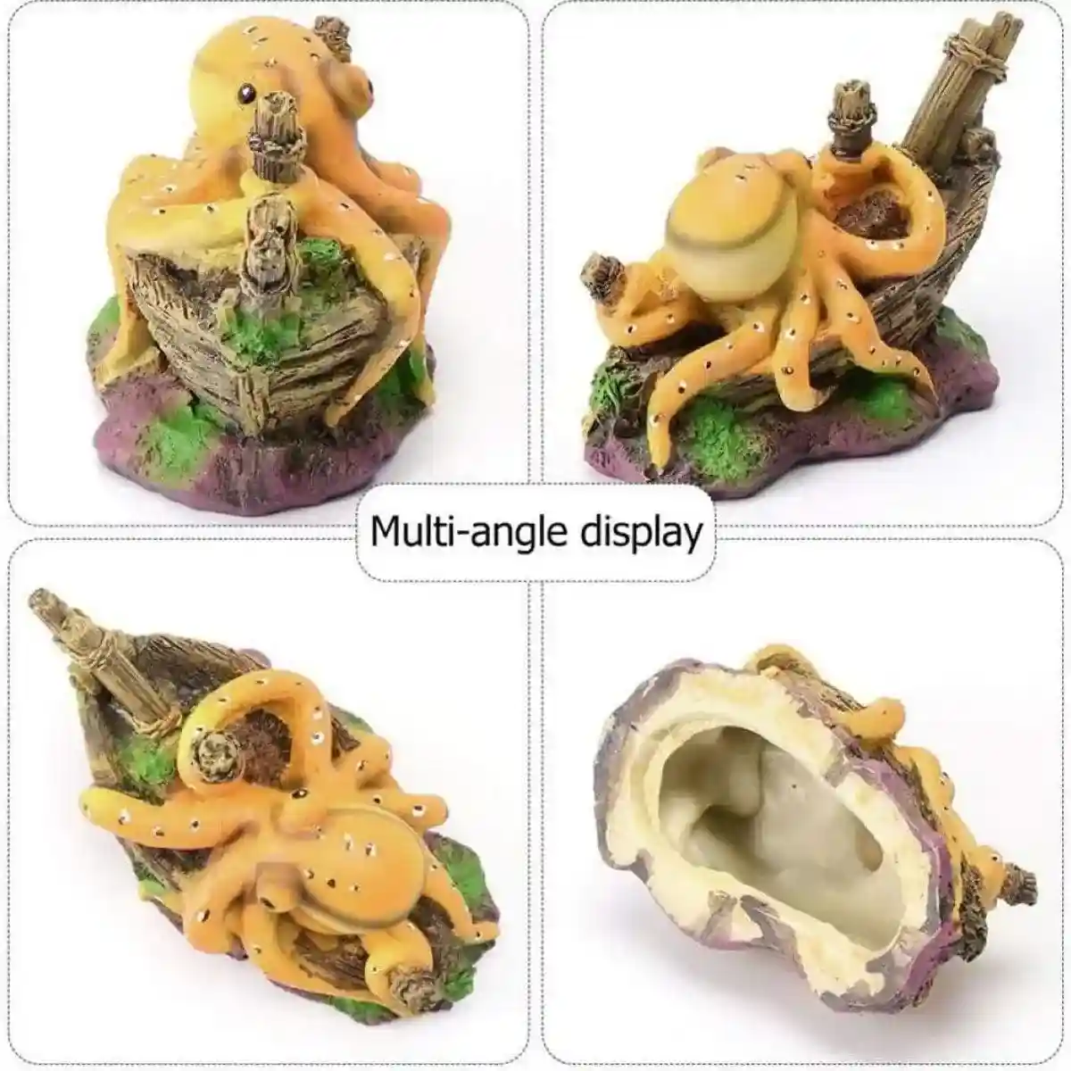 Realistic Octopus Aquarium Decoration Unique Shipwreck Ornament for Fish Tanks - Image 6