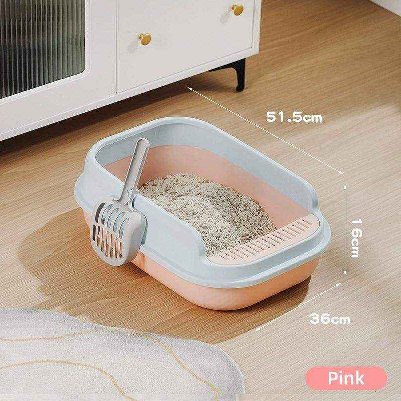 Spacious Open Cat Litter Box with High Sides for Low-Tracking Cleanliness - Image 9