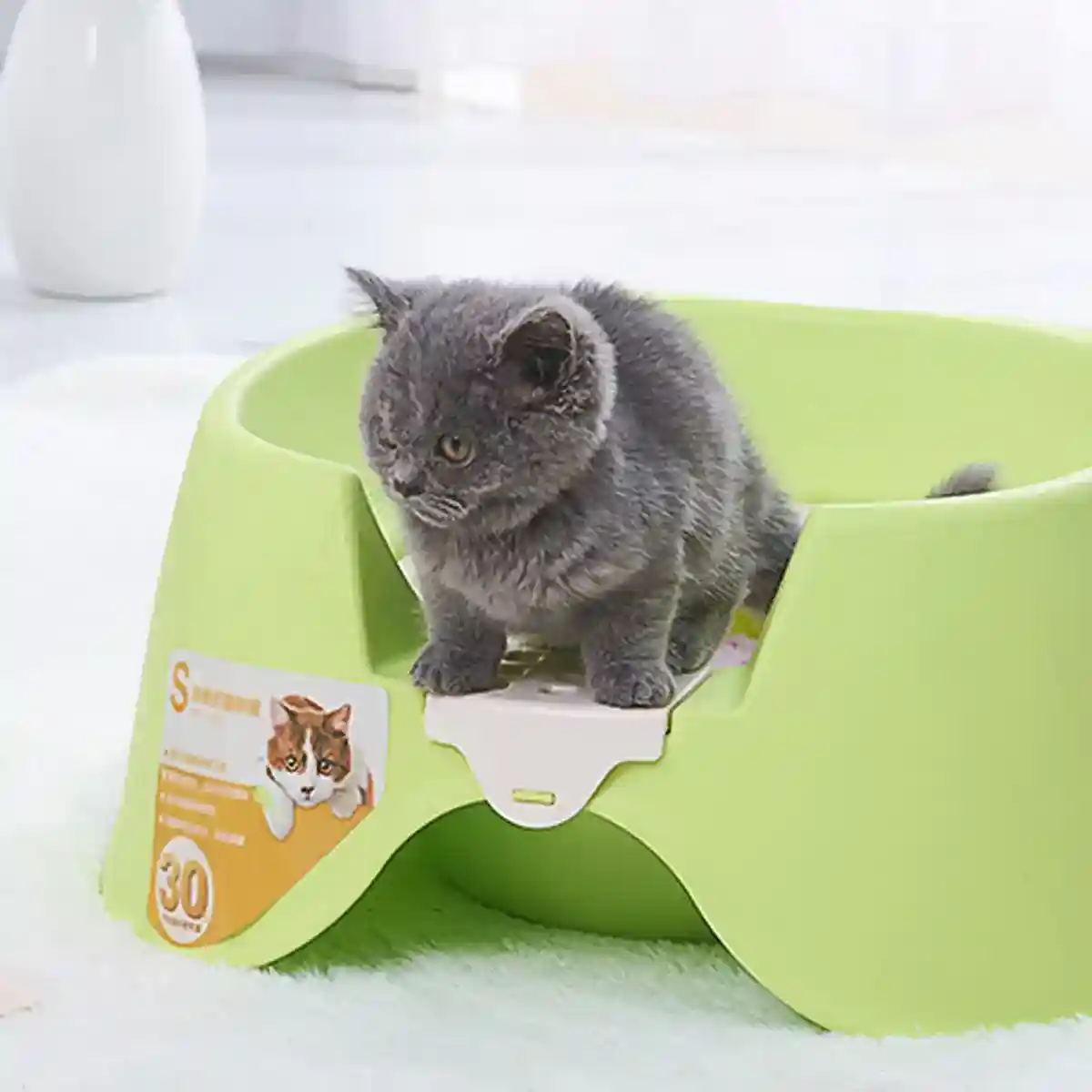 Open Cat Litter Box with Toilet Ring and Scoop Squat Style Design - Image 12