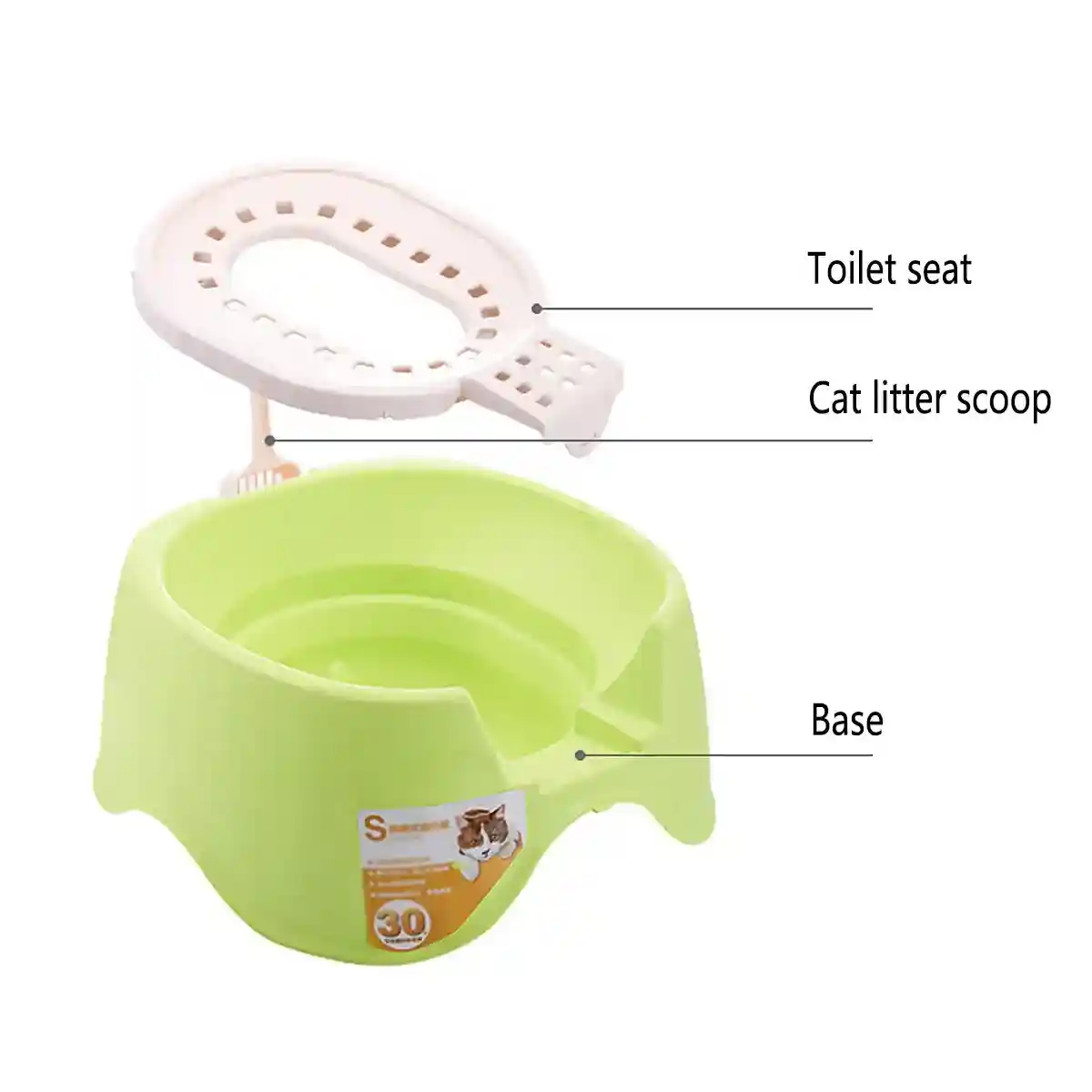 Open Cat Litter Box with Toilet Ring and Scoop Squat Style Design - Image 6