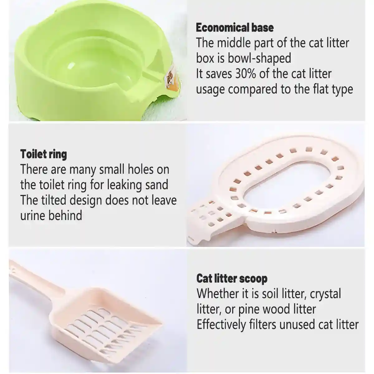 Open Cat Litter Box with Toilet Ring and Scoop Squat Style Design - Image 8