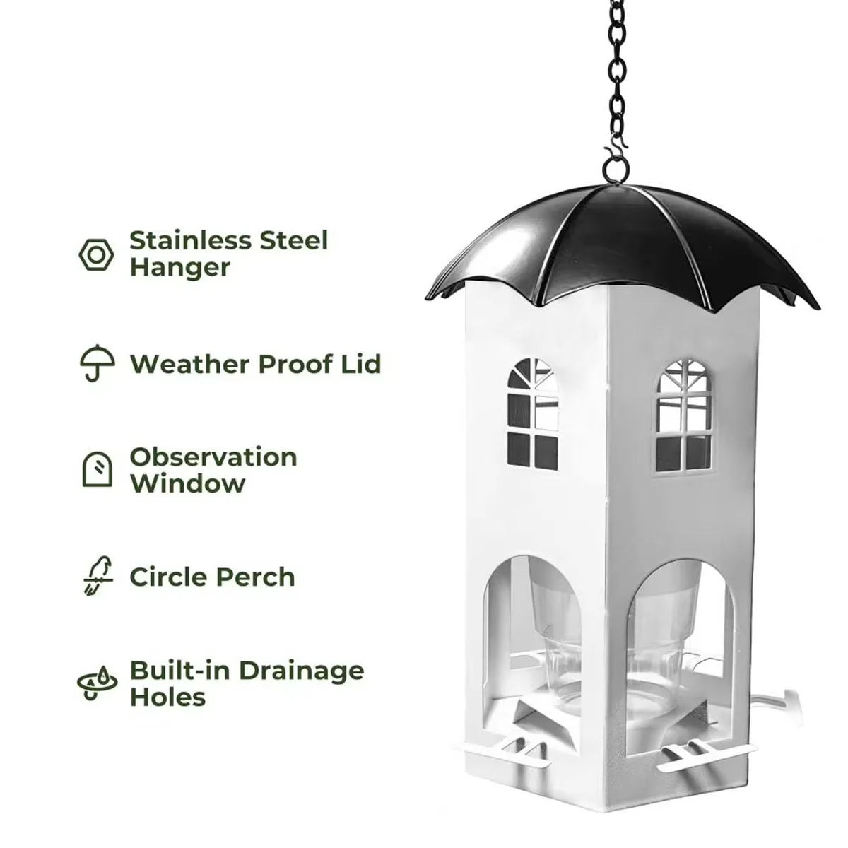 Outdoor Hanging Bird Feeder with Umbrella Lid - Image 5