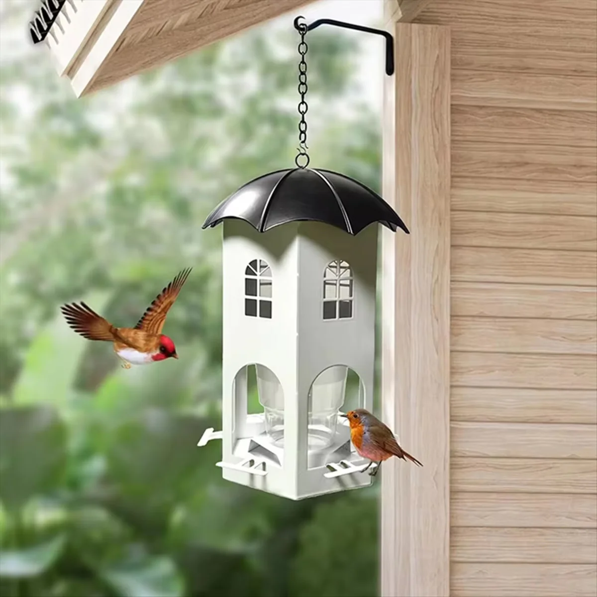 Outdoor Hanging Bird Feeder with Umbrella Lid - Image 7
