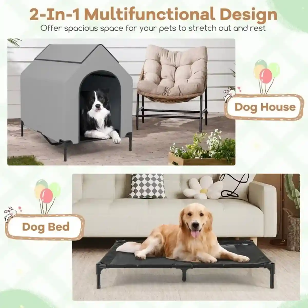 Outdoor Waterproof Pet Tent with Elevated Bed for Dogs and Cats  Description - Image 13