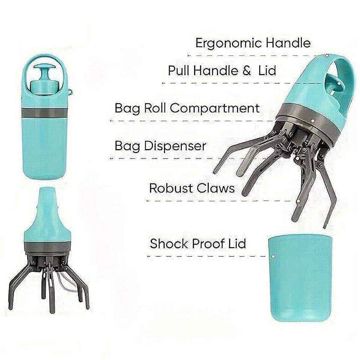 Pet Toilet Picker Portable Six-claw Shovel Excrement Clip Excrement Picking Garbage Bag Dispenser - Image 5