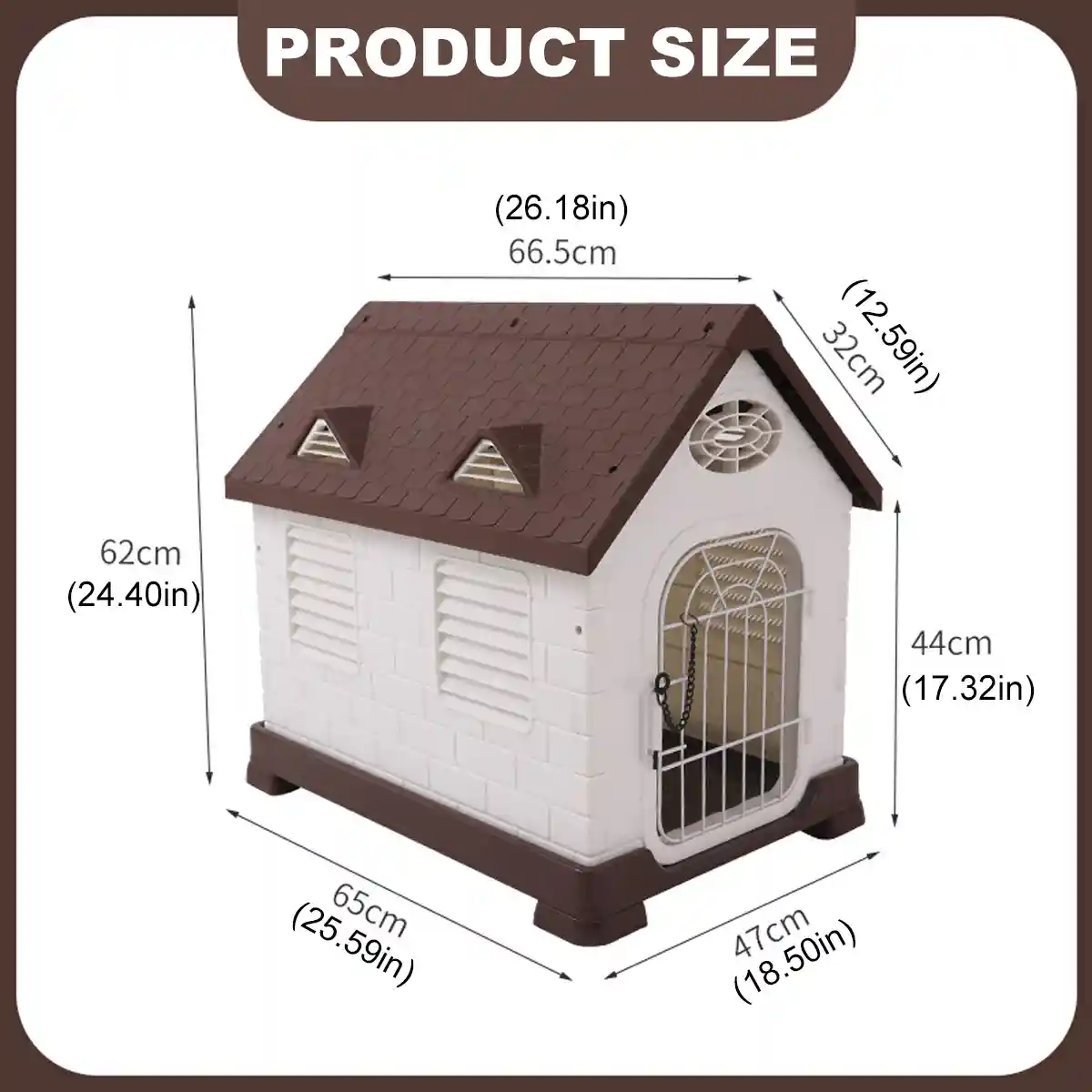 Outdoor Plastic Dog House with Ventilation and Iron Gate - Image 4