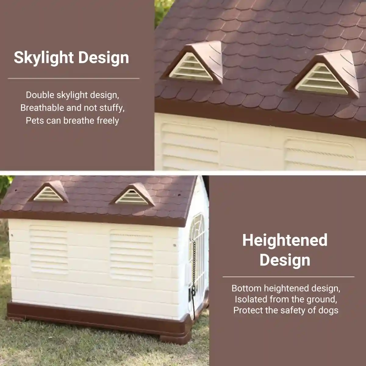 Outdoor Plastic Dog House with Ventilation and Iron Gate - Image 7