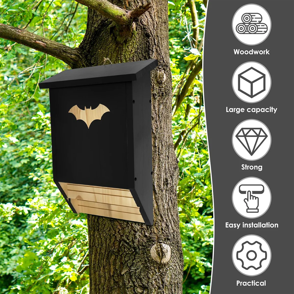Outdoor Wooden Bat House Weatherproof Cedar Bat Shelter - Image 8
