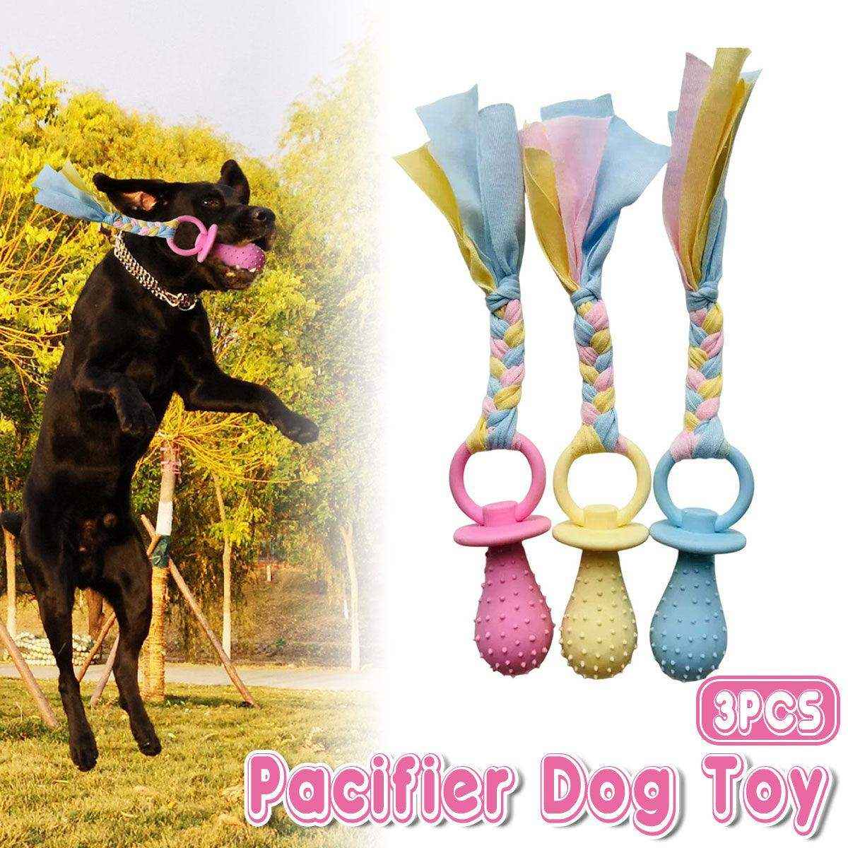 Pacifier Tug Rope Set with Dog Chew Toy for Puppies and Small Dogs