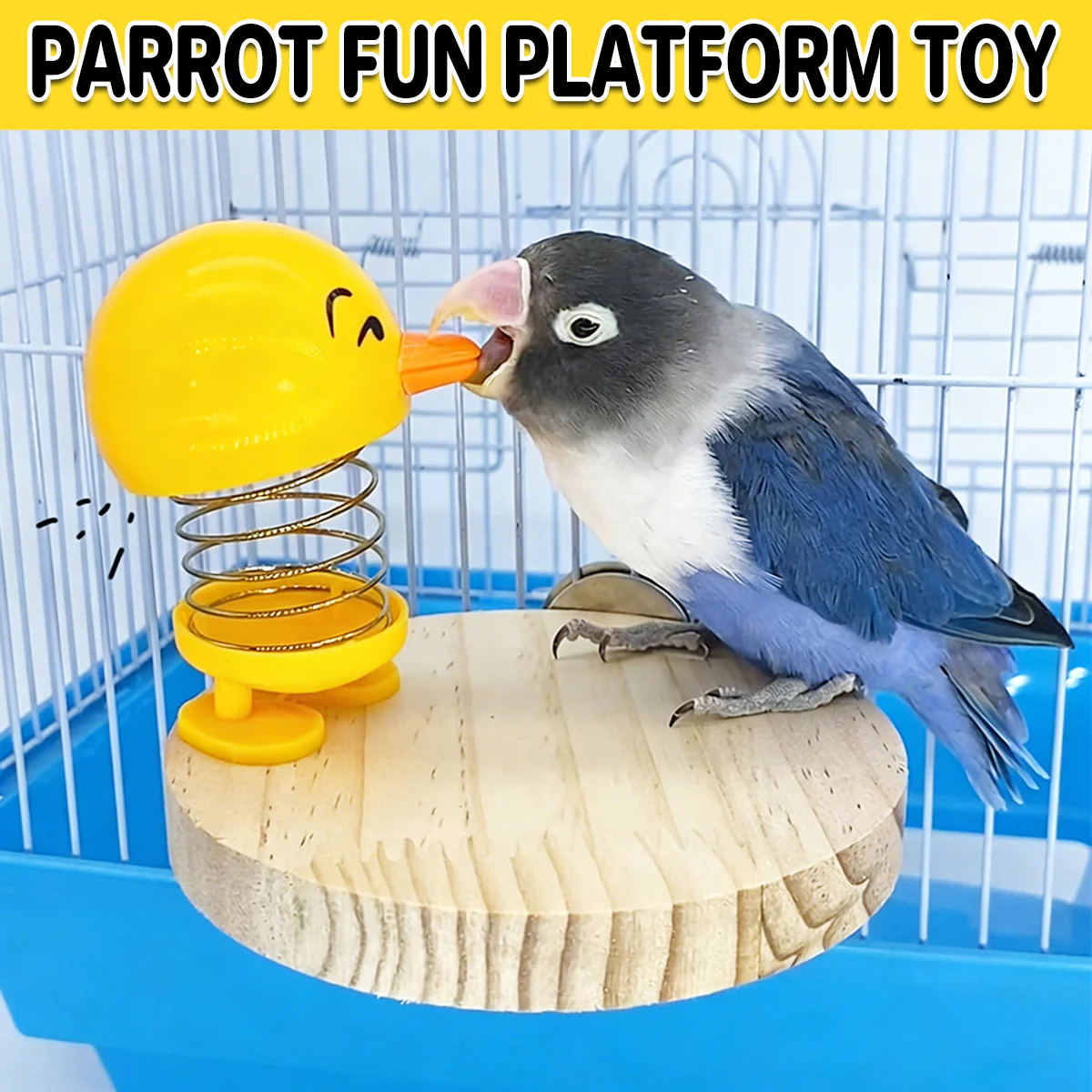 Parrot Bird Toys Wooden Bird Cage Platform With Spring Toy