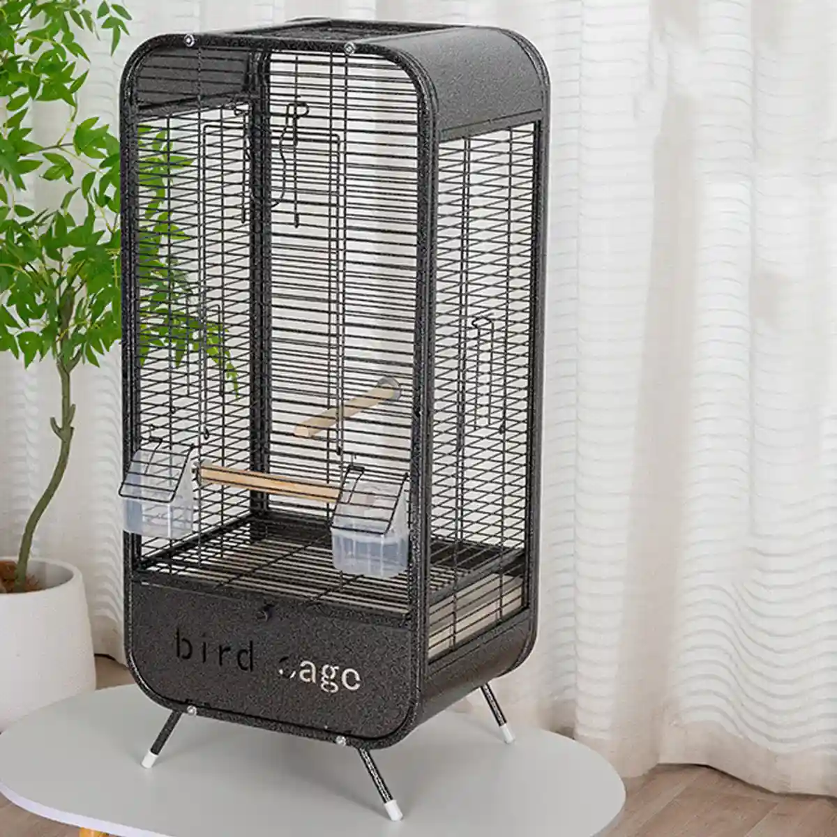 Parrot Cage Modern Metal Bird Cage with Stand and Easy-Clean Tray - Image 8