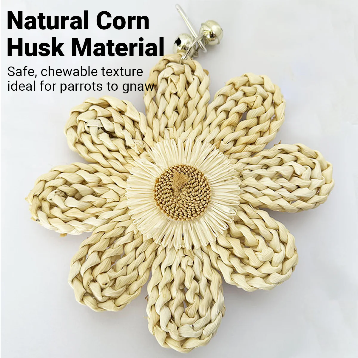 Parrot Chew Toy Natural Corn Husk Flower Hanging Toy - Image 6