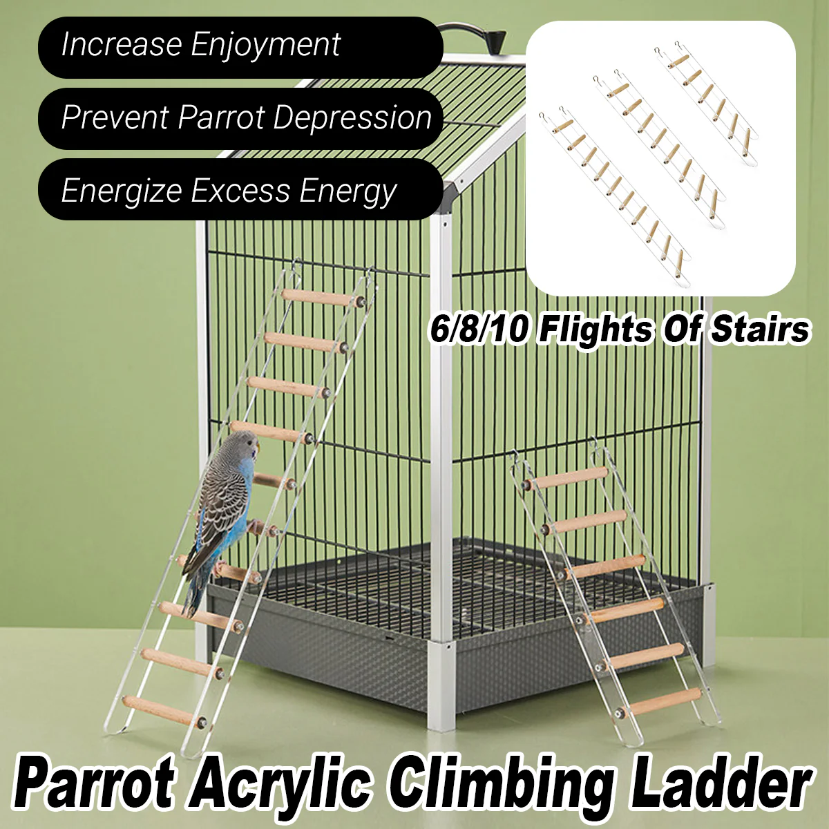 Parrot Climbing Ladder Acrylic Bird Cage Stairs Toy