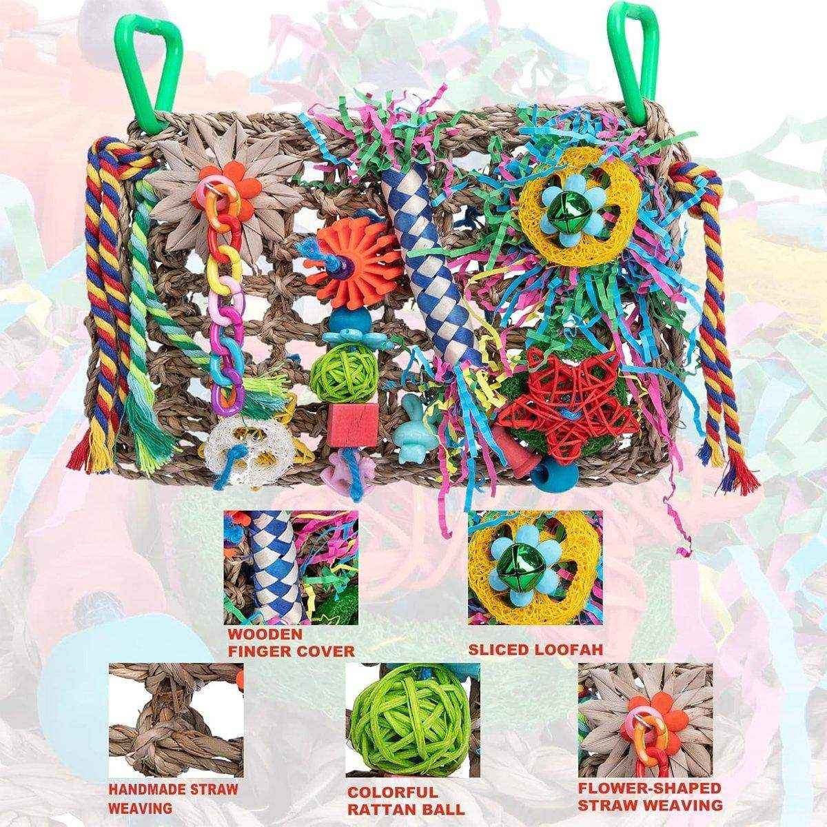 Parrot Bite Toy Grass Net Color Braided Tube Luffa Grass Silk Paper Bite Toy Cage Landscape - Image 12
