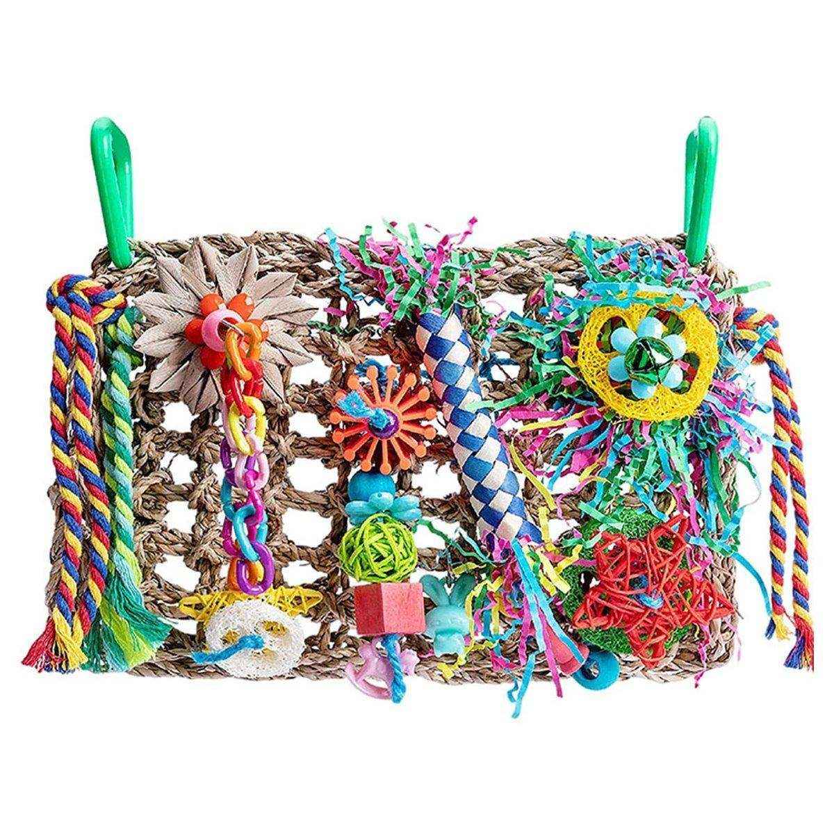 Parrot Bite Toy Grass Net Color Braided Tube Luffa Grass Silk Paper Bite Toy Cage Landscape - Image 2