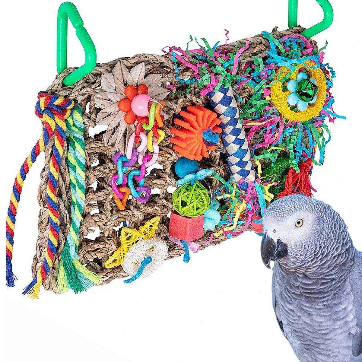 Parrot Bite Toy Grass Net Color Braided Tube Luffa Grass Silk Paper Bite Toy Cage Landscape - Image 3