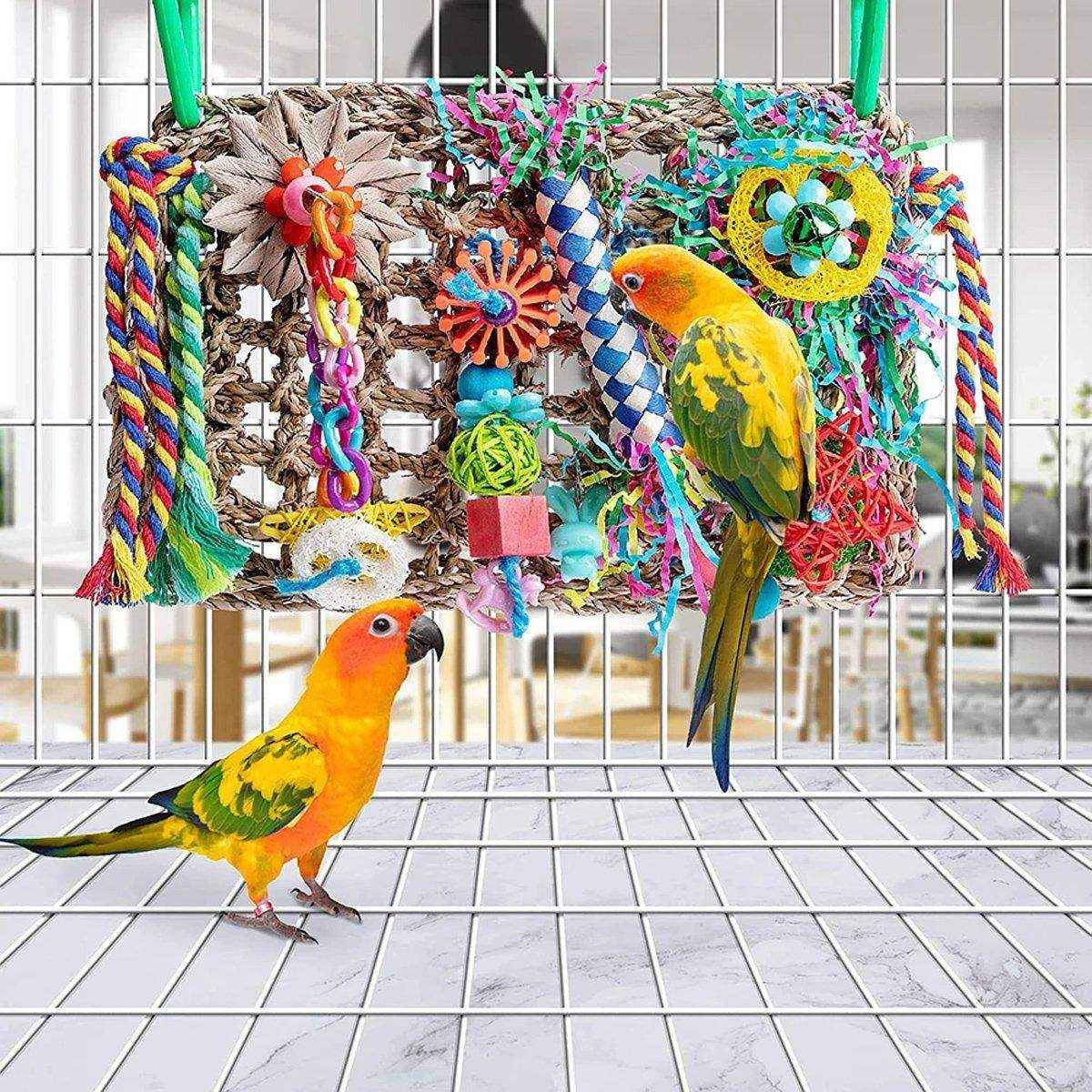 Parrot Bite Toy Grass Net Color Braided Tube Luffa Grass Silk Paper Bite Toy Cage Landscape - Image 4