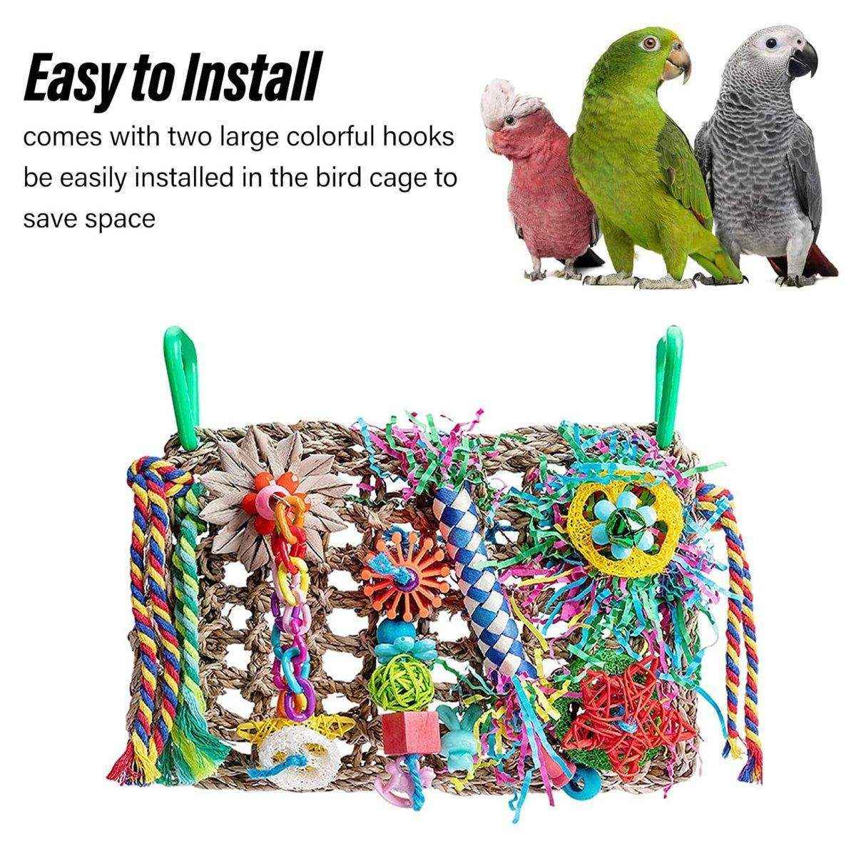 Parrot Bite Toy Grass Net Color Braided Tube Luffa Grass Silk Paper Bite Toy Cage Landscape - Image 7