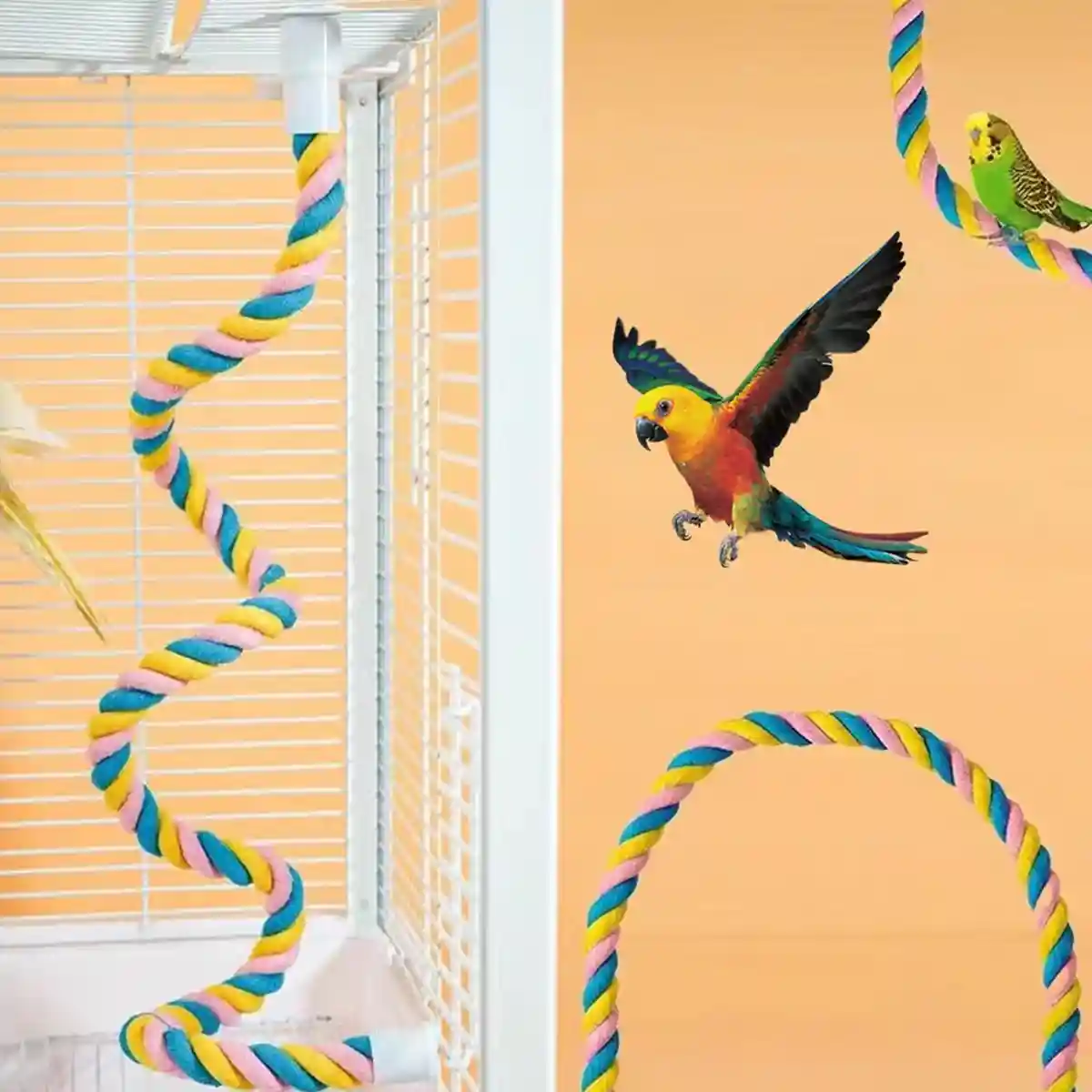 U-Shaped Parrot Climbing Rope Perch Flexible Bird Cage Toy - Image 8