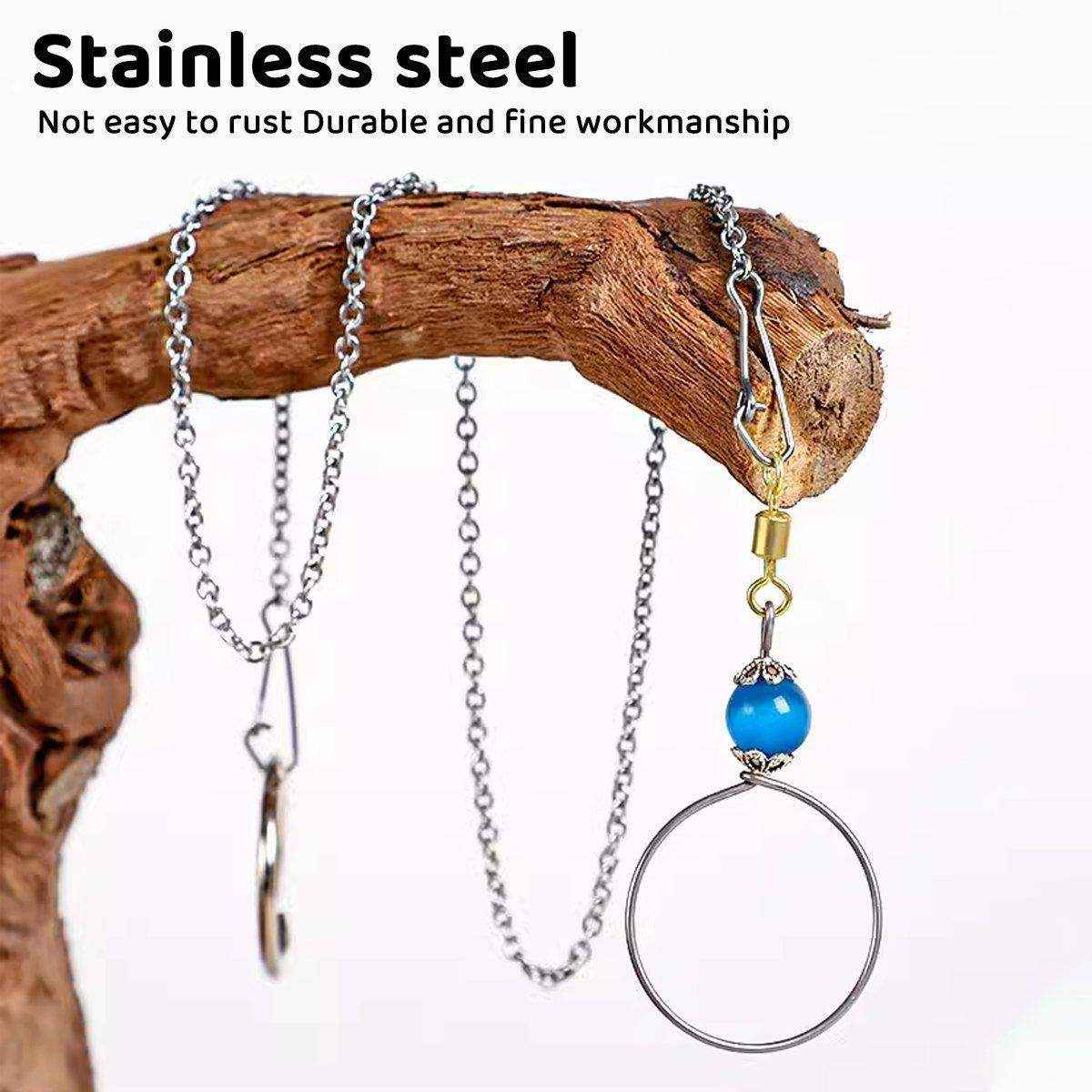 Adjustable Parrot Collar with Opal Necklace and Stainless Steel Chain - Image 8