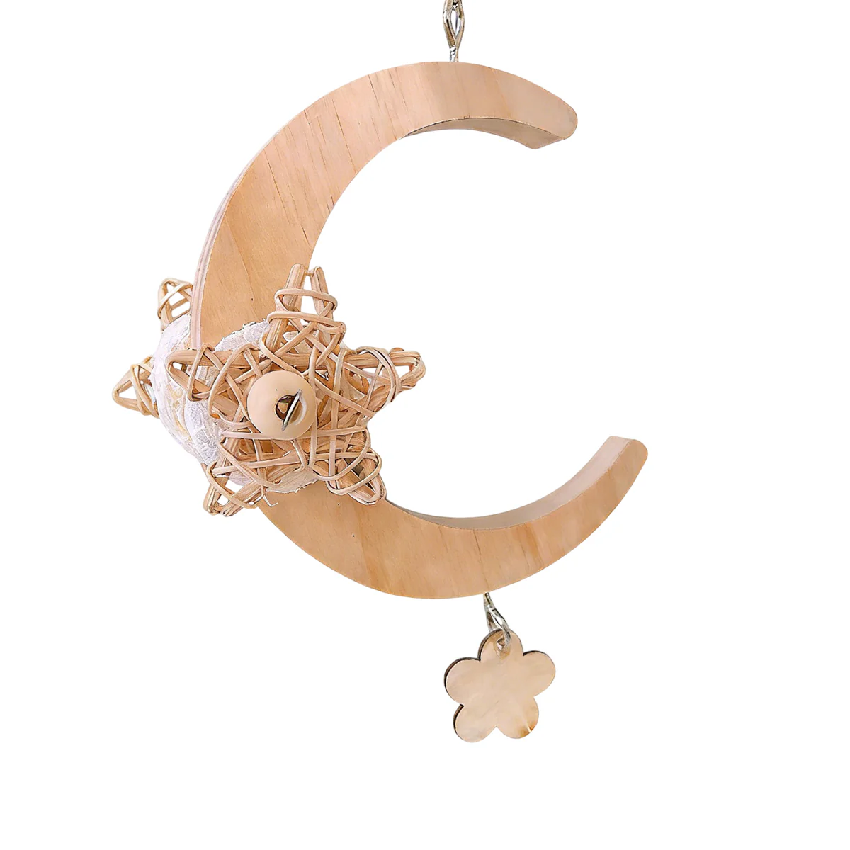 Parrot Moon Swing Wooden Bird Perch Toy - Image 2