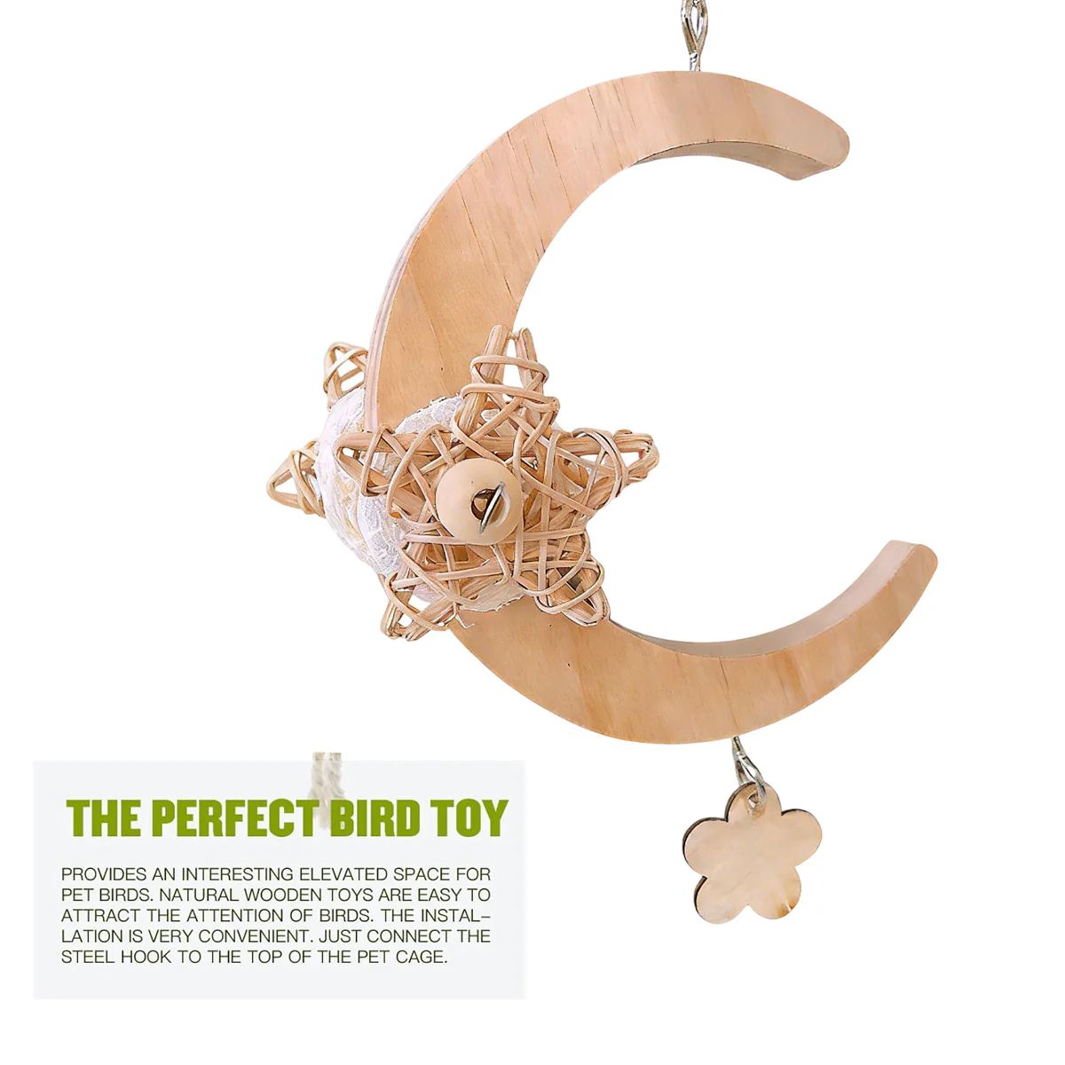 Parrot Moon Swing Wooden Bird Perch Toy - Image 7