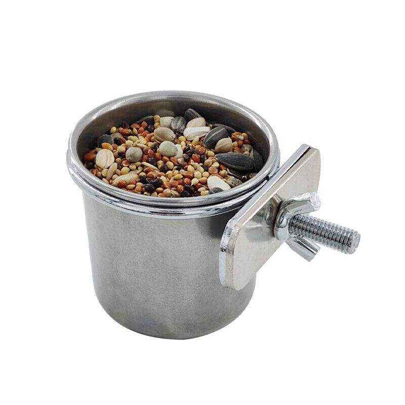 2x Stainless Steel Bird Feeder Parrot Pet Food/Water Bowl 3 Size - Image 13