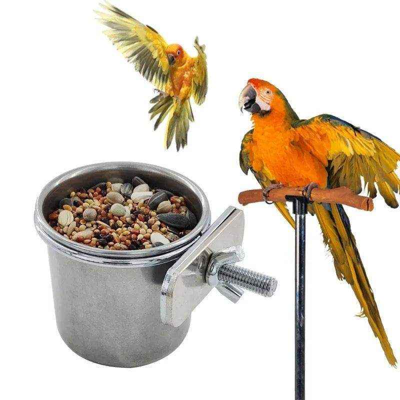 2x Stainless Steel Bird Feeder Parrot Pet Food/Water Bowl 3 Size - Image 4