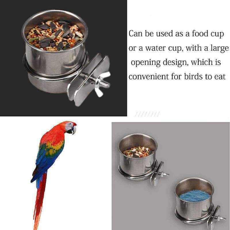 2x Stainless Steel Bird Feeder Parrot Pet Food/Water Bowl 3 Size - Image 9