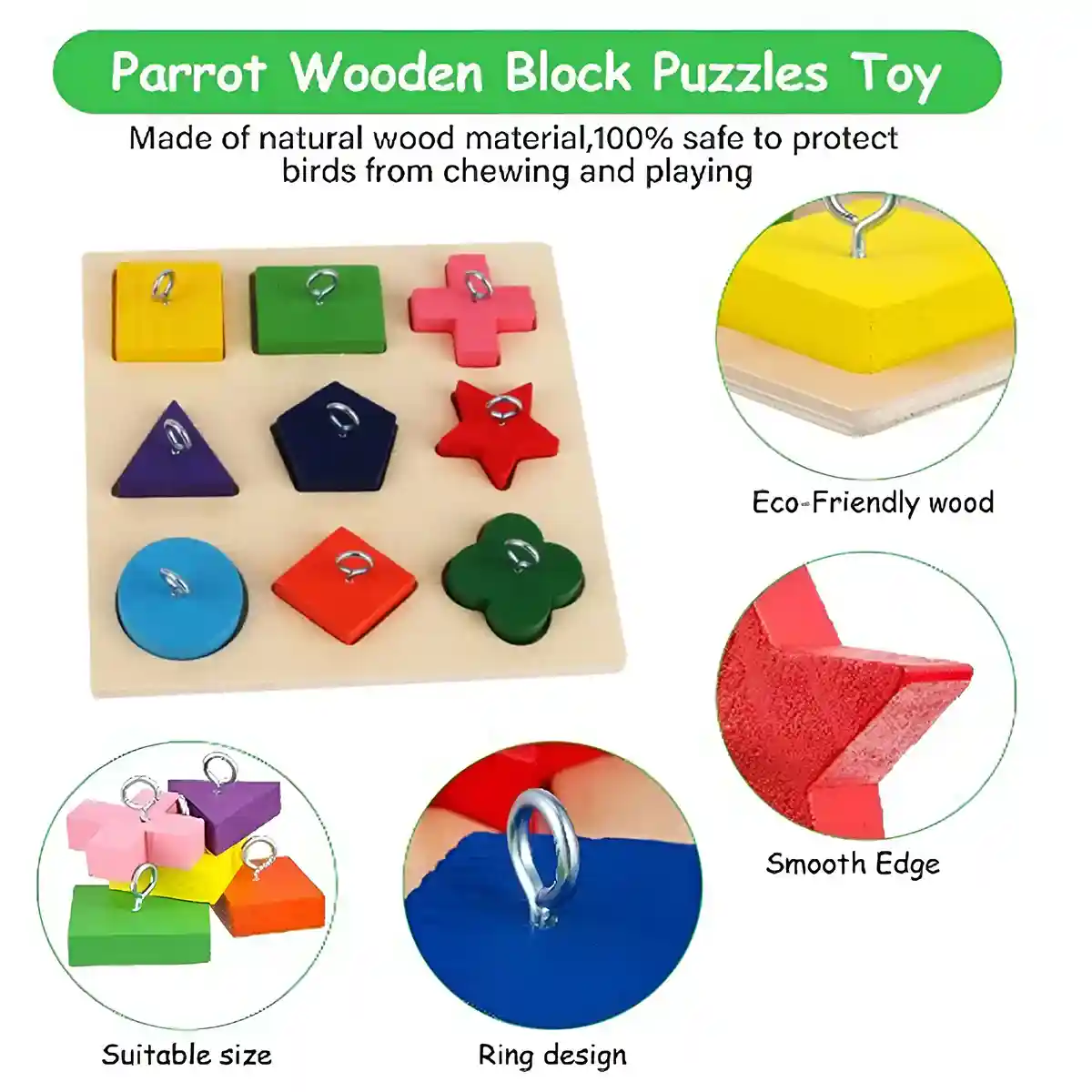 Parrot Training Toy Educational Clock Design with Wooden Blocks for Play - Image 10