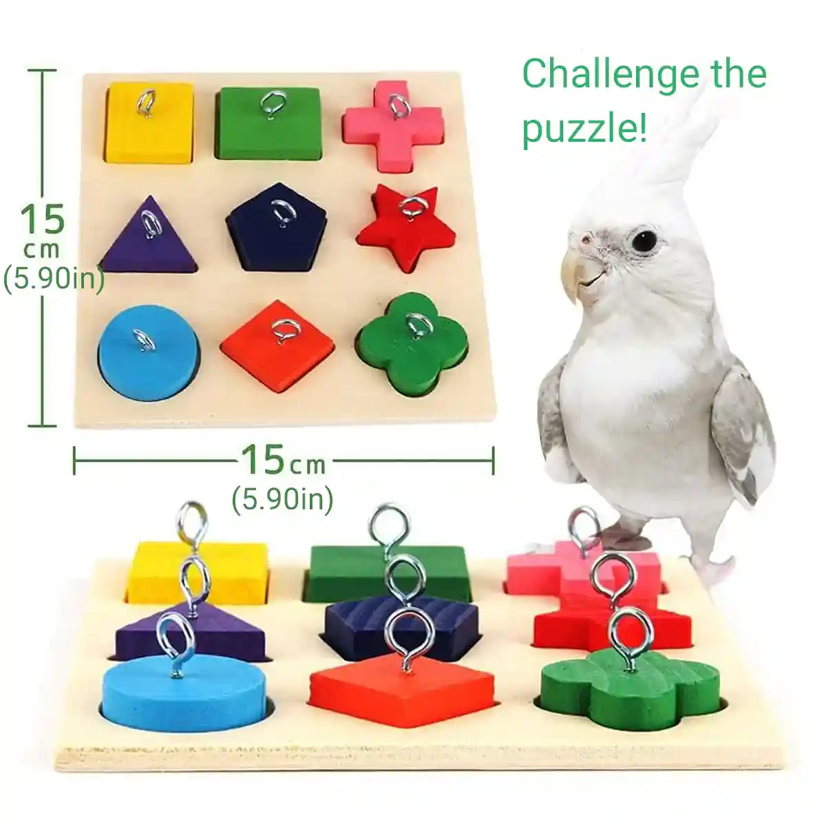 Parrot Training Toy Educational Clock Design with Wooden Blocks for Play - Image 5