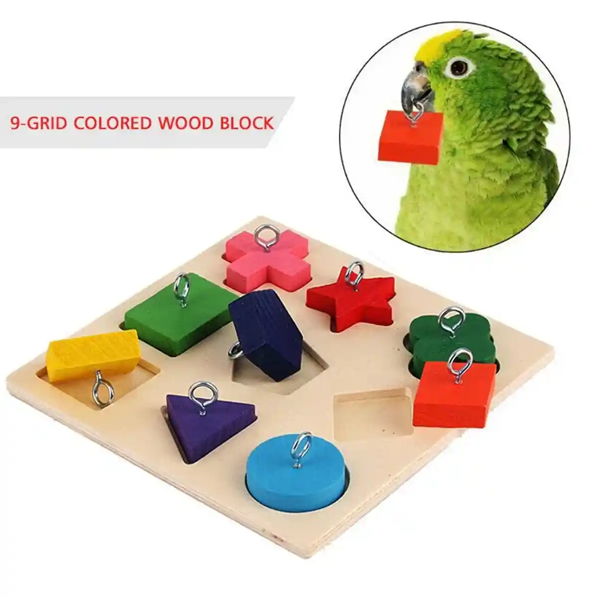 Parrot Training Toy Educational Clock Design with Wooden Blocks for Play - Image 6