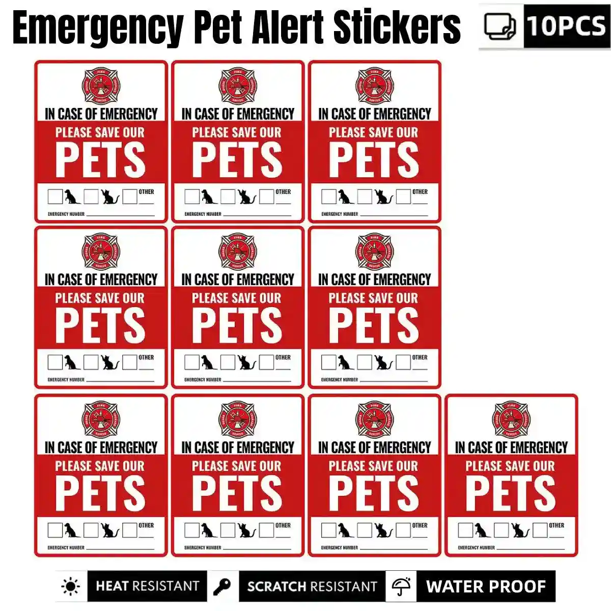 10pcs Emergency Pet Alert Stickers for Windows and Doors - Image 12