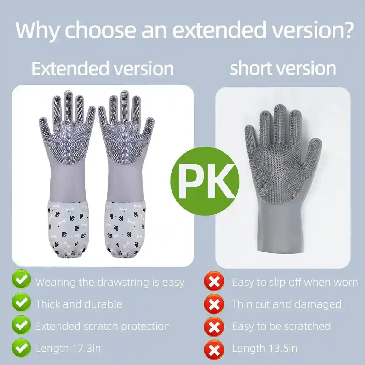 Extended Silicone Pet Bathing Gloves with Soft Brush Surface - Image 5