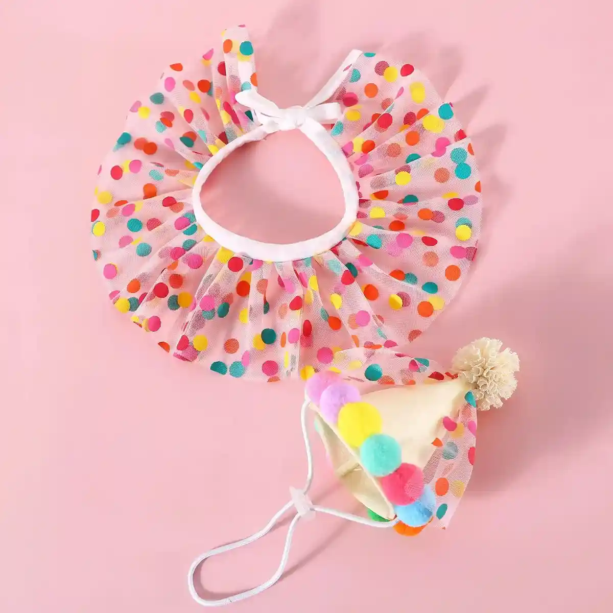 Cute Dog Birthday Costume Set with Hat and Ruffle Collar - Image 5