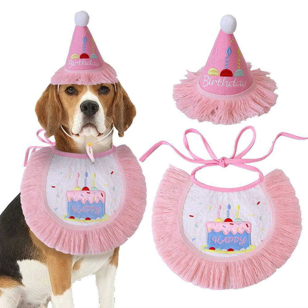 Pet Birthday Outfit Birthday Bib And Hat Set - Image 3