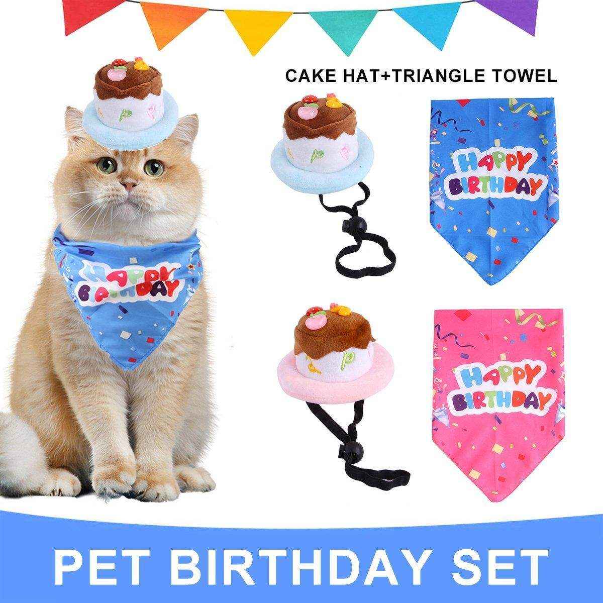 Pet Birthday Suit Cake Hat Triangle Towel Combination Birthday Dress - Image 3