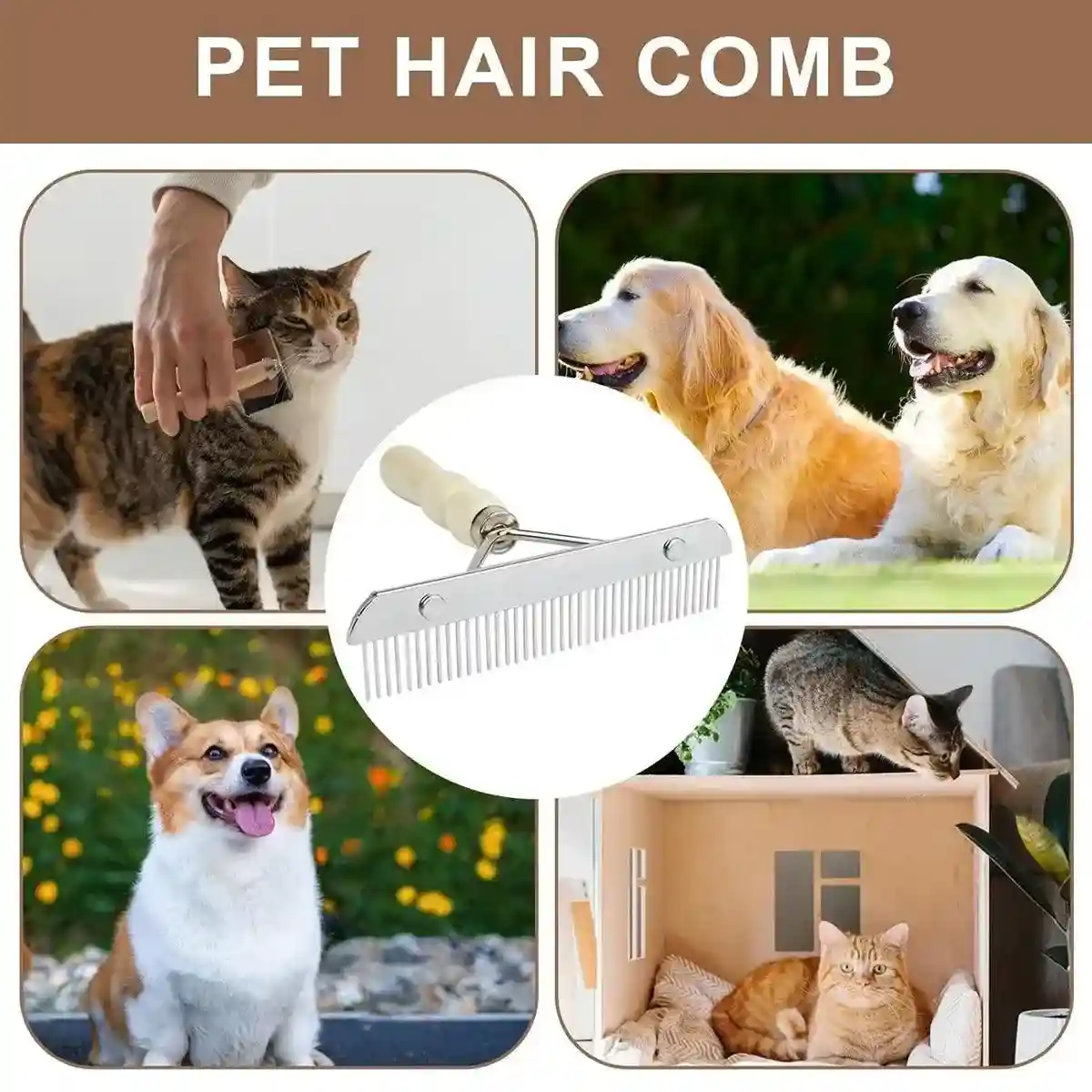 Pet Brush Hair Comb Grooming Rake Comb Dogs and Cats Shedding Deshedding Tool - Image 13