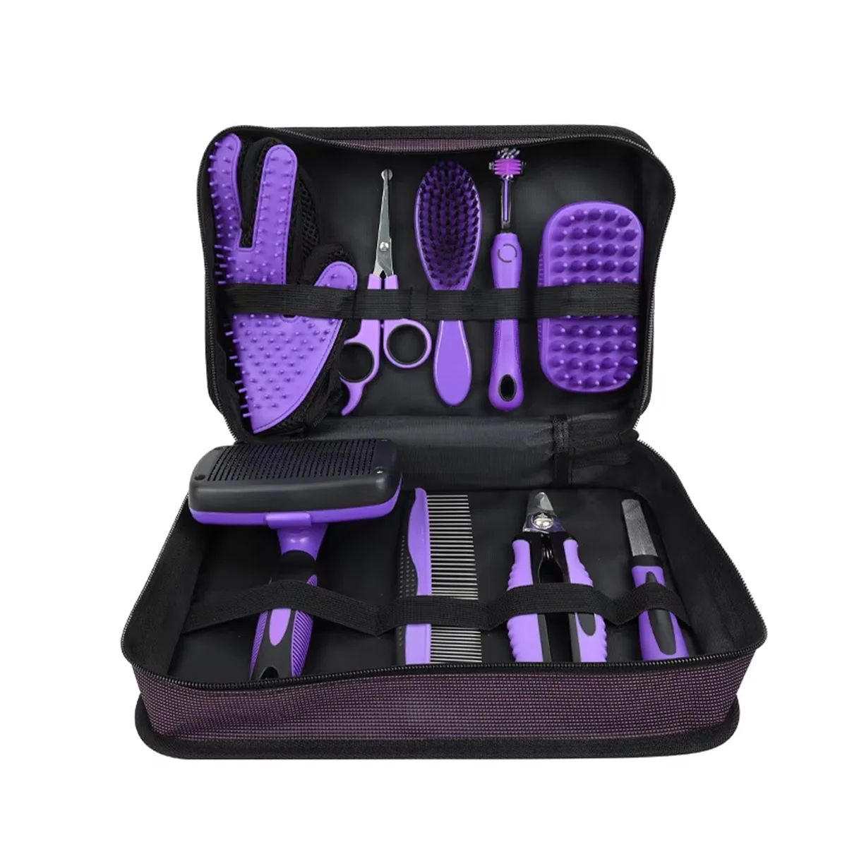 Pet Comb Set Dog Beauty Scissors Hair Removal Needle Comb Nail Scissors Cat Row Comb Cat Gloves 9-piece Set - Image 2