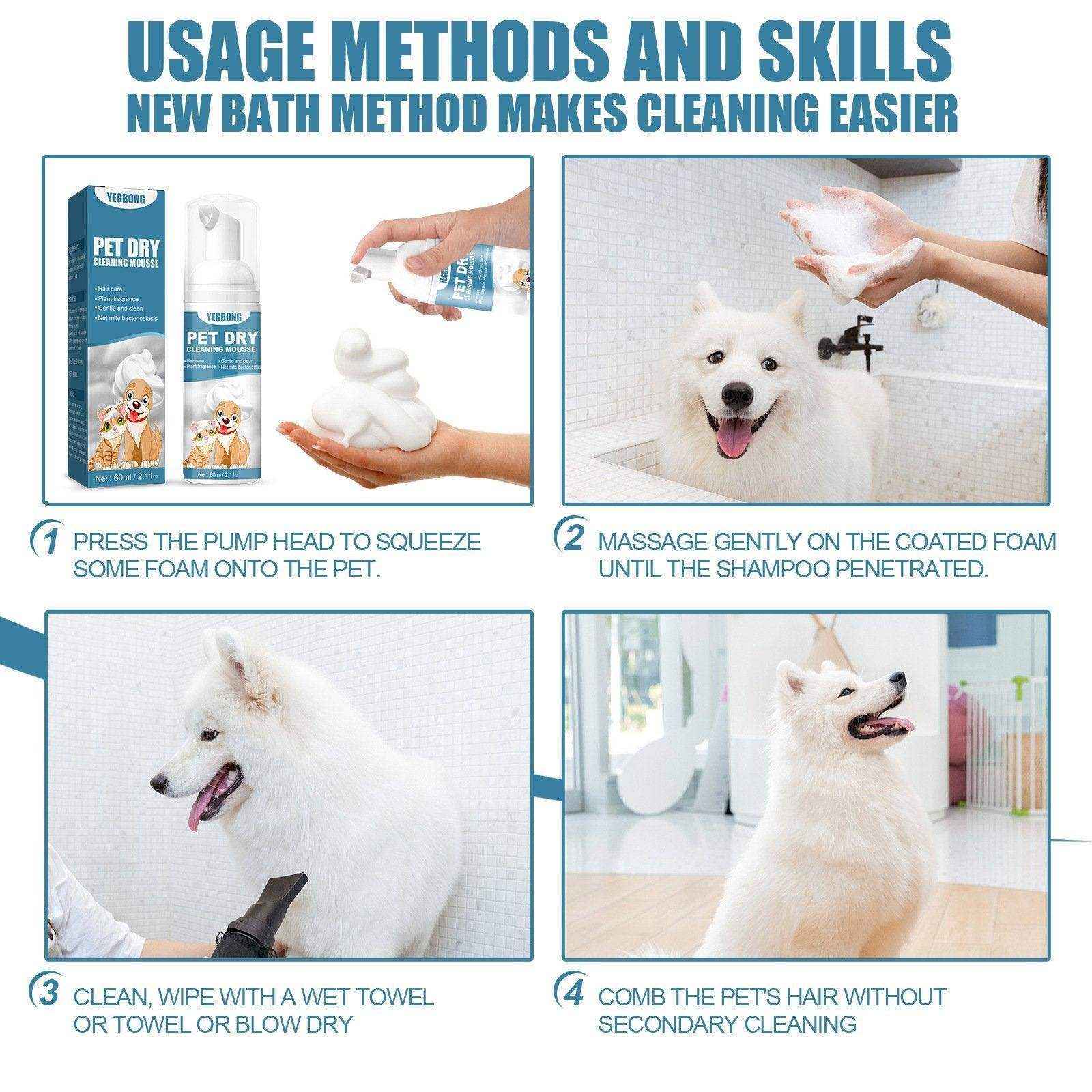 Pet Dry Cleaning Agent Cat Dog Bathing Dry Cleaning Foam Shower Gel Wash-Free - Image 11