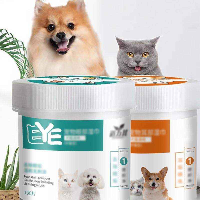 130pcs Pet Eye and Ear Cleaning Wipes Effective Dog and Cat Tear Stain Remover