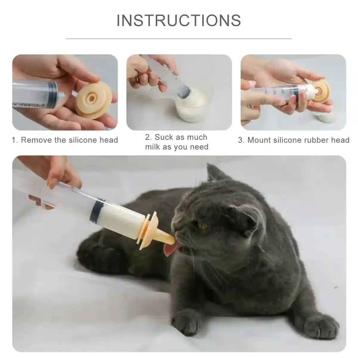 Kitten Puppy Pet Feeding Syringe Feeder Cat Dog Nursing Bottle with Pacifier - Image 6