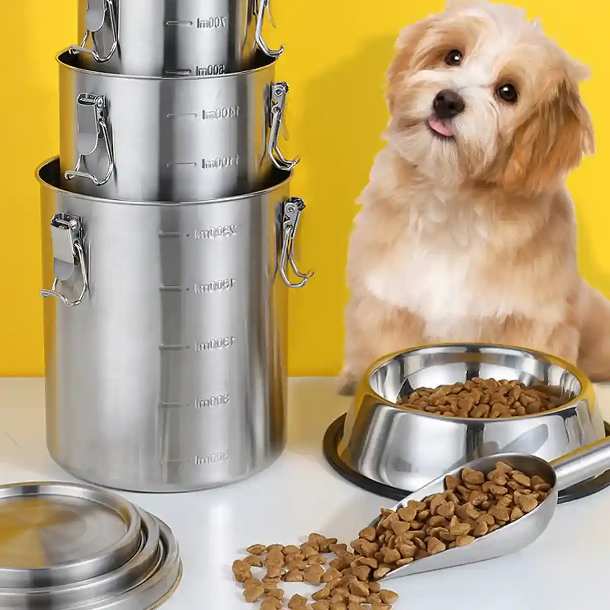 Stainless Steel Pet Food Storage Container with Airtight Locking Clips - Image 11