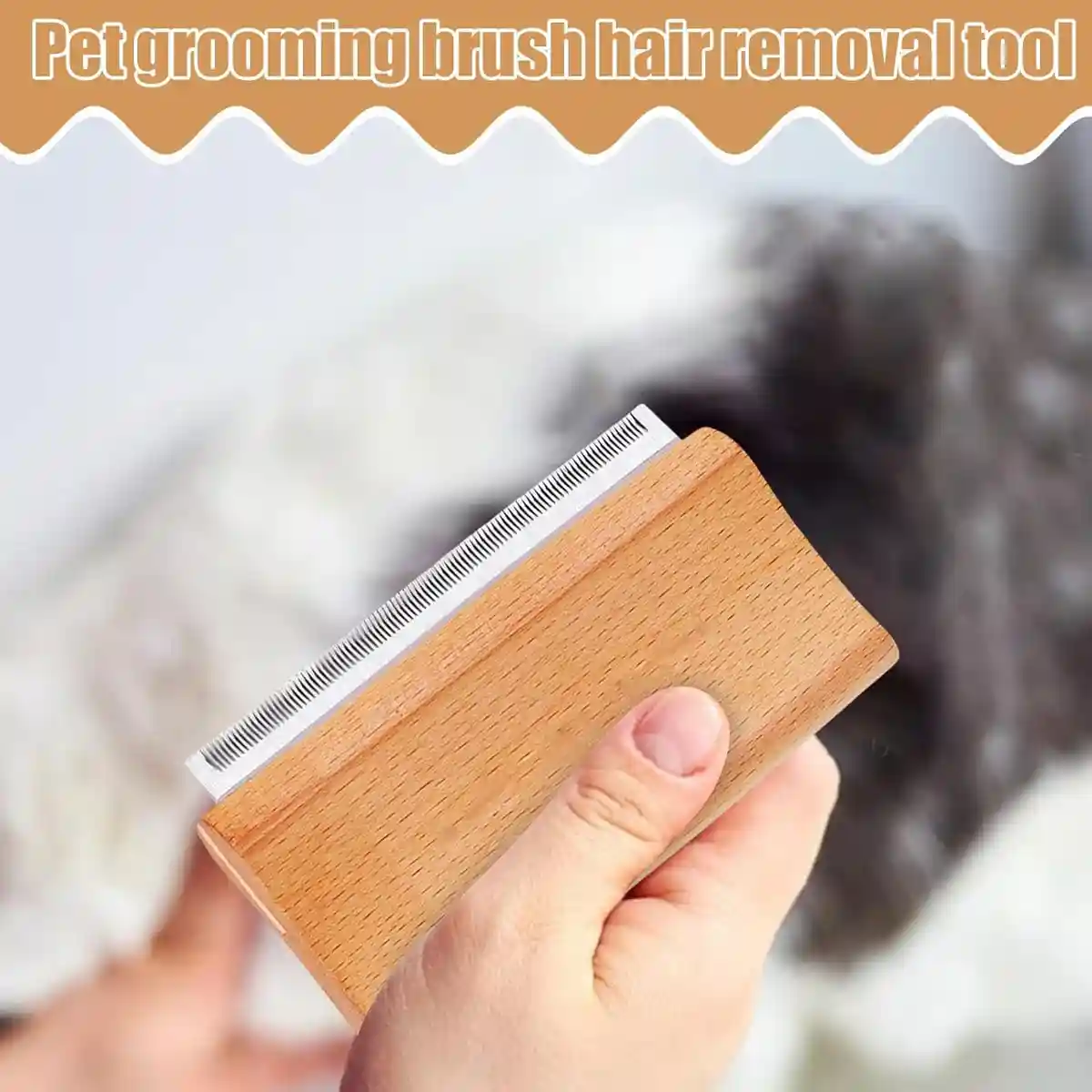 Pet Hair Removal Comb With Wooden Handle - Image 5